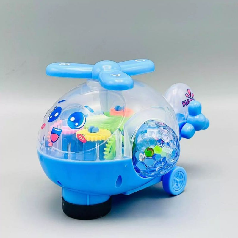 Transparent Gear Helicopter 360 Degree Revolve Action, Flashing Lights With Music Toy For Kids